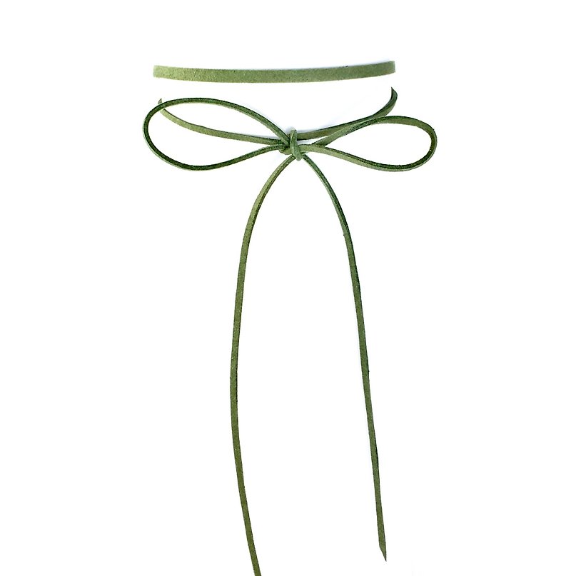 经典绕绳颈链-草绿色 - 项链 - 真皮 绿色