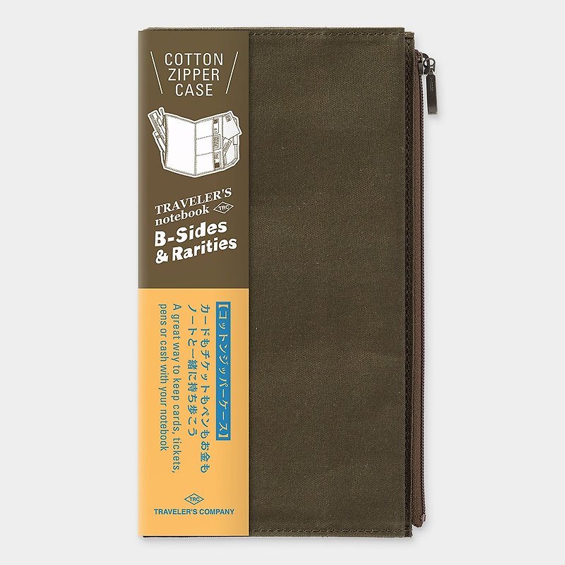 Traveler's Notebook 拉链收纳包 一般尺寸 橄榄绿 - 其他 - 棉．麻 绿色