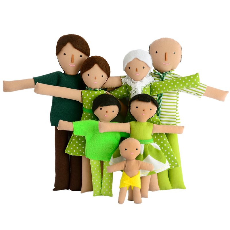 Family of dolls with tan skin color - Playset - 布娃娃 - Doll house - Handmade - Do - 玩具/玩偶 - 其他材质 卡其色