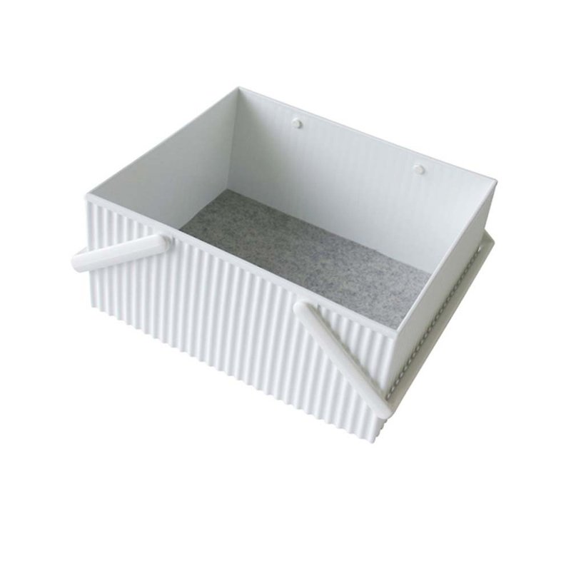 【八幡化成】omnioffre 手提可堆叠方形收纳盒 L 白色 - 收纳用品 - 聚酯纤维 白色