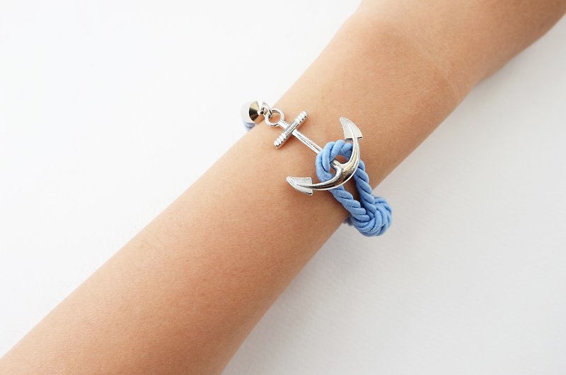 Anchor bracelet / Matte blue twisted rope - 手链/手环 - 纸 蓝色