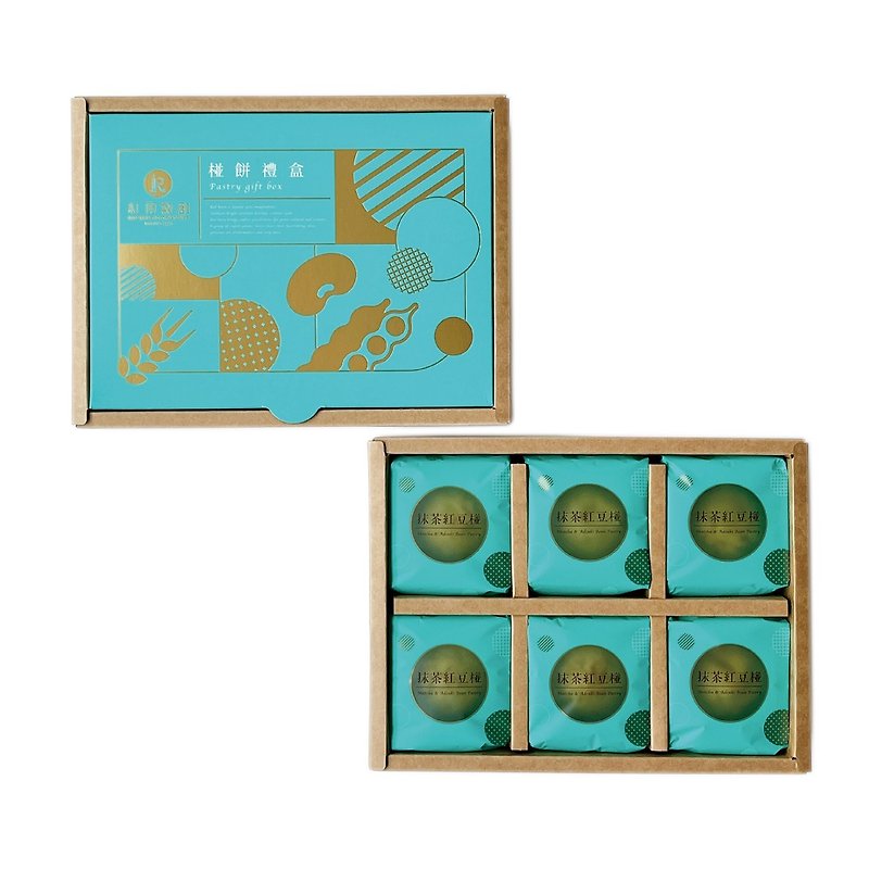 抹茶红豆椪(茶香日式麻糬口味 ) 6入盒 - 蛋糕/甜点 - 纸 绿色