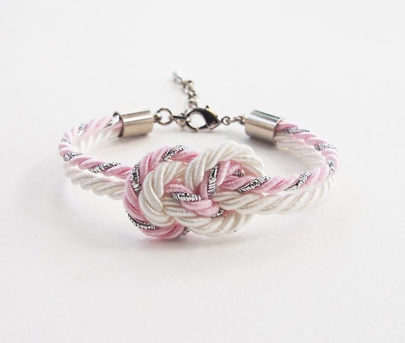 Glitered pink/White infinity bracelet - 手链/手环 - 其他材质 粉红色