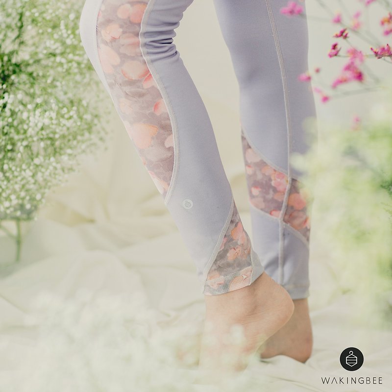 Printed Mesh Leggings - Peony - 女装长裤 - 聚酯纤维 灰色