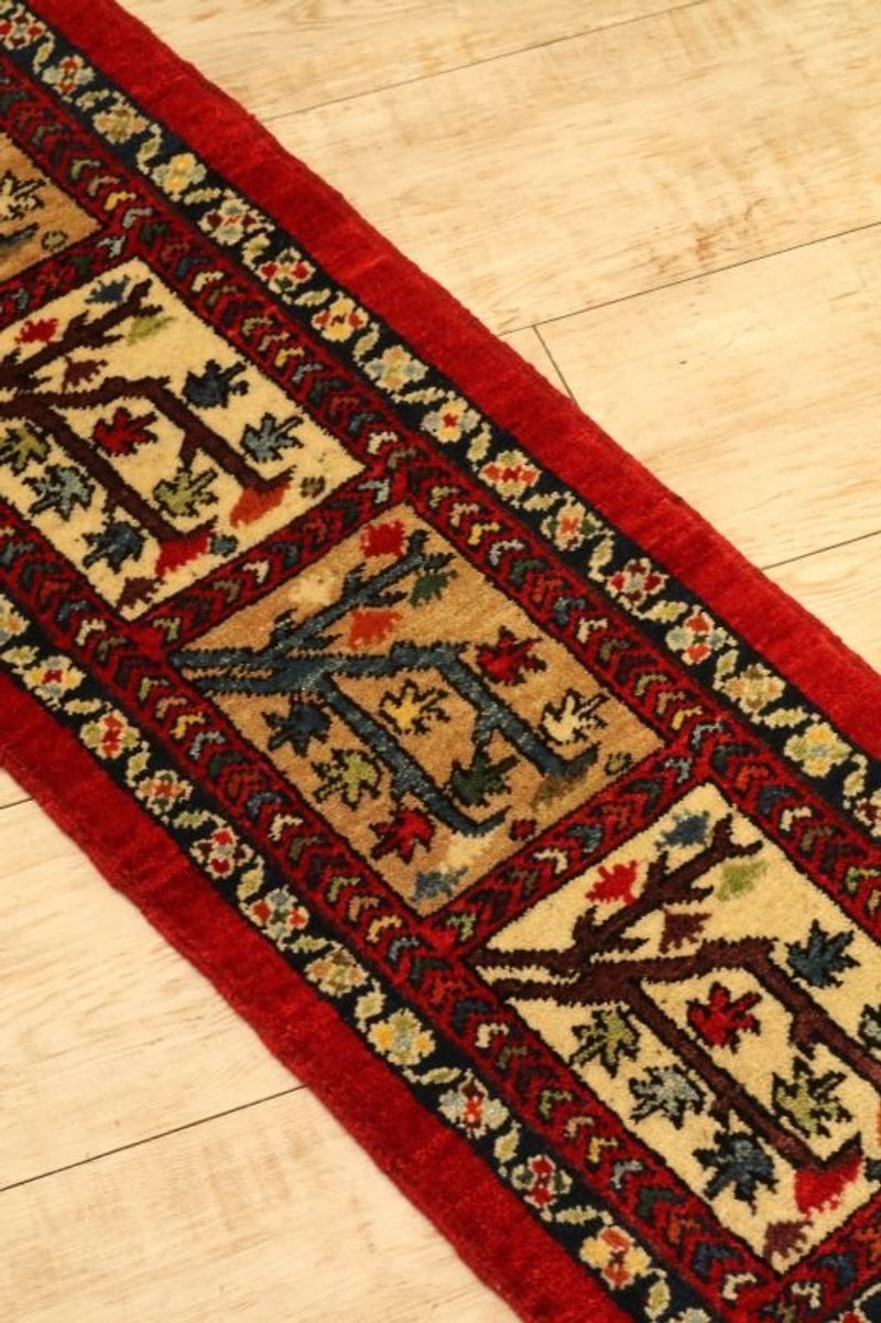 手織り 絨毯 ハンドメイド ラグ 細長いランナータイプ  赤 キリム柄 - 地垫/地毯 - 其他材质 红色