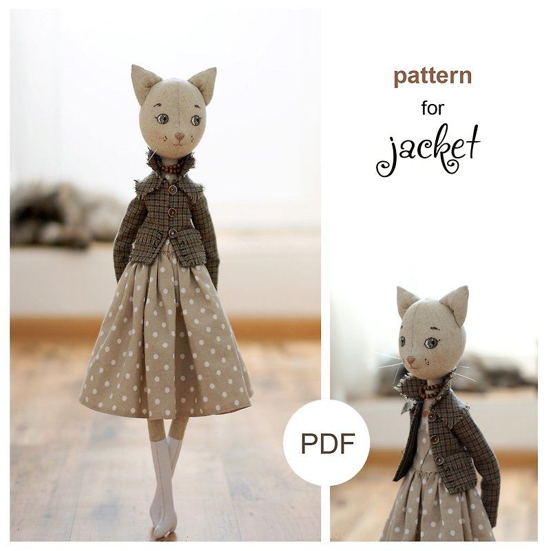 娃娃衣服图案 pdf - 为娃娃猫缝制夹克 - 数字下载 - 手工艺教程/工具书 - 其他材质 