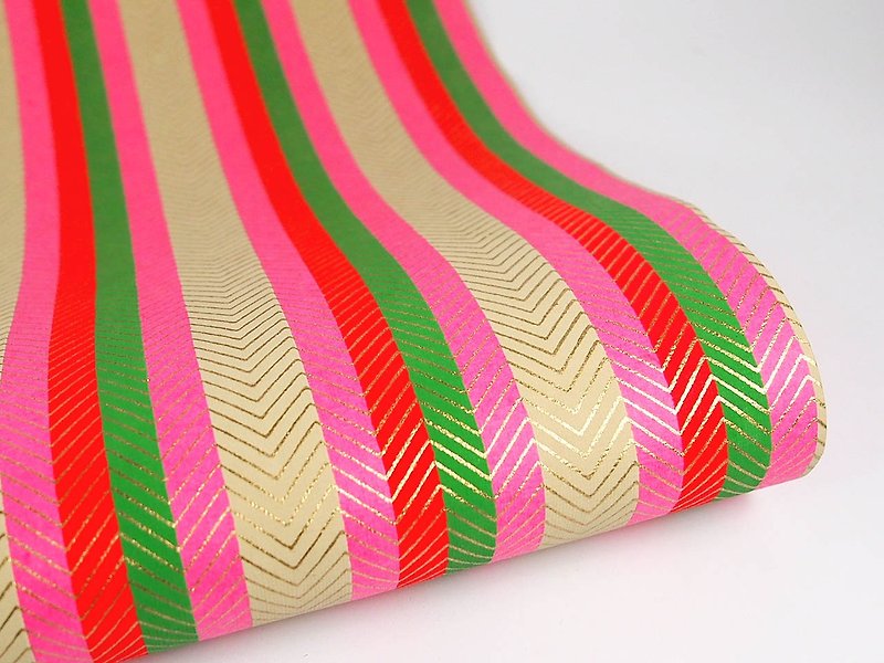 Shizen 粉红绿条纹 手工包装纸 - 包装材料 - 纸 粉红色
