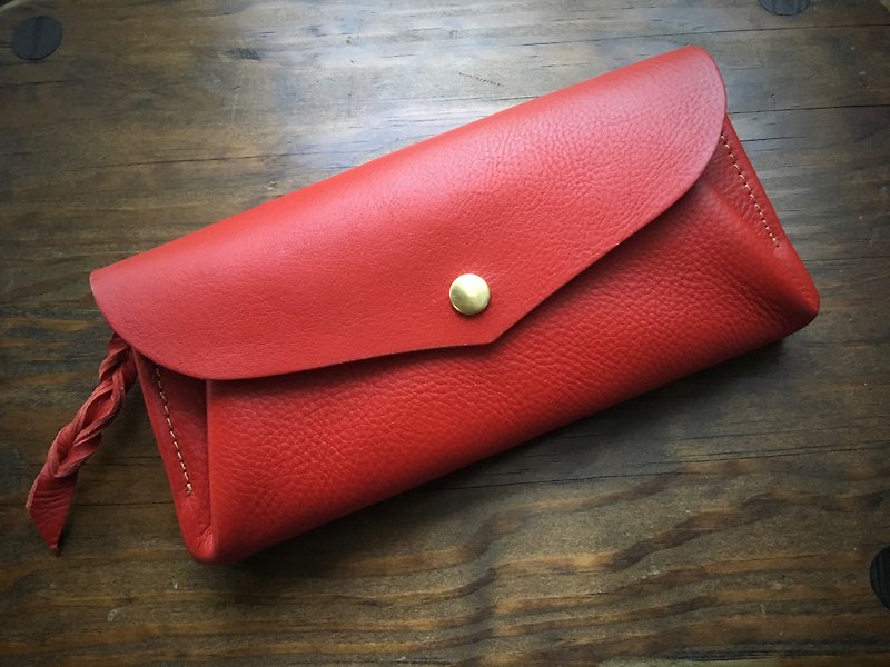 イタリアンレザー　カード12枚長財布 series-envelope　スカーレット - 皮夹/钱包 - 真皮 红色