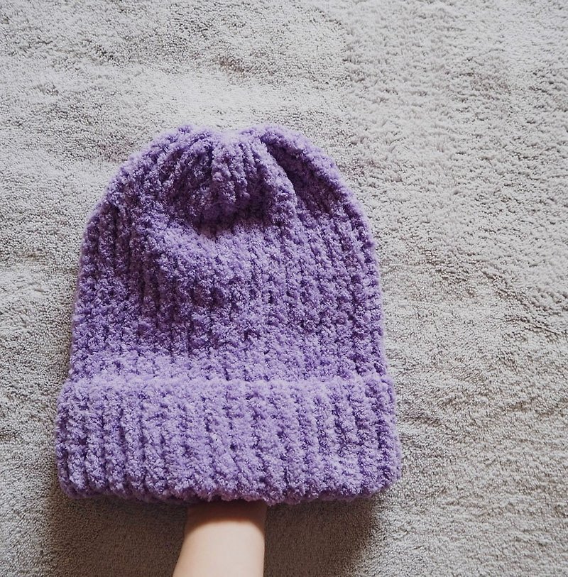 knitted hat handmade - 帽子 - 其他材质 紫色
