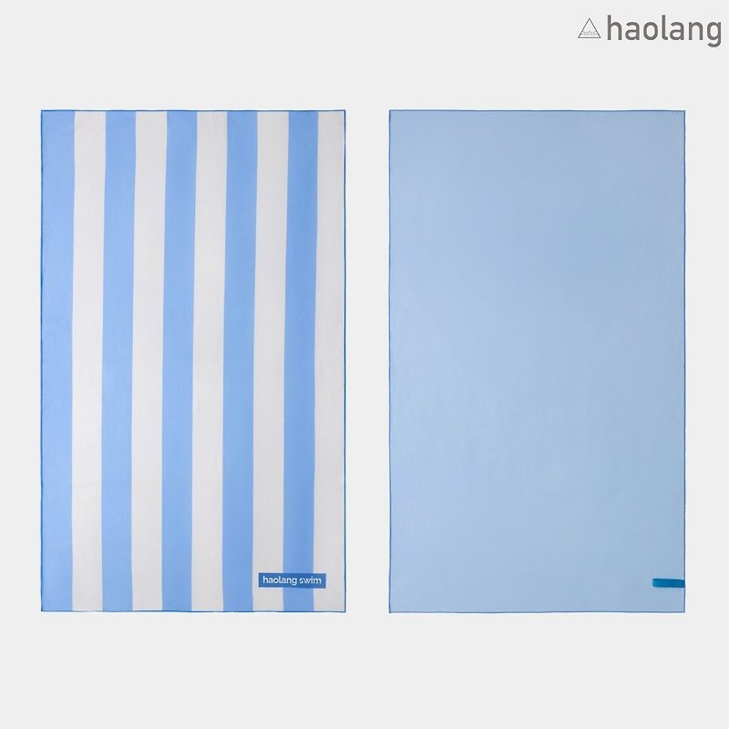 Haolang 蓝条纹超吸水运动浴巾(纤维毛)/快干浴巾 - 运动配件 - 聚酯纤维 
