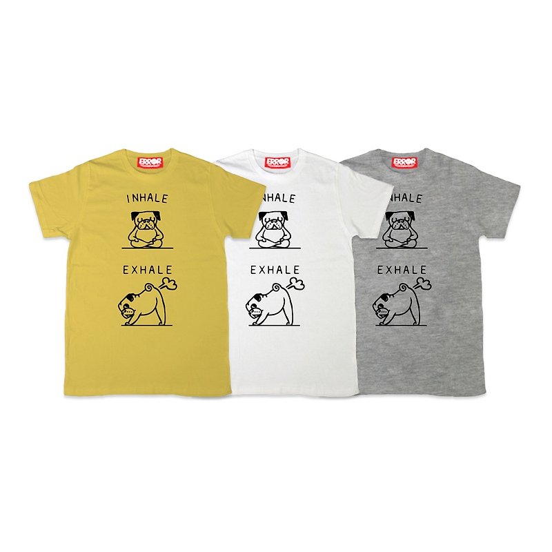 PUG Life • Inhale Pug • Unisex T-shirt - 男装上衣/T 恤 - 棉．麻 白色