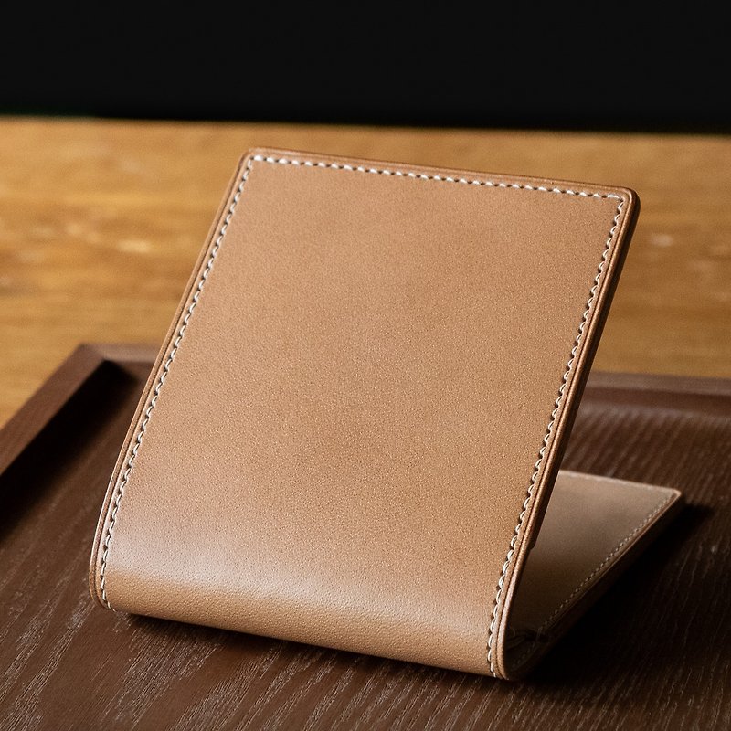 订制植鞣手工短夹皮夹/卡其色/bifold wallet Italia  leather - 皮夹/钱包 - 真皮 卡其色