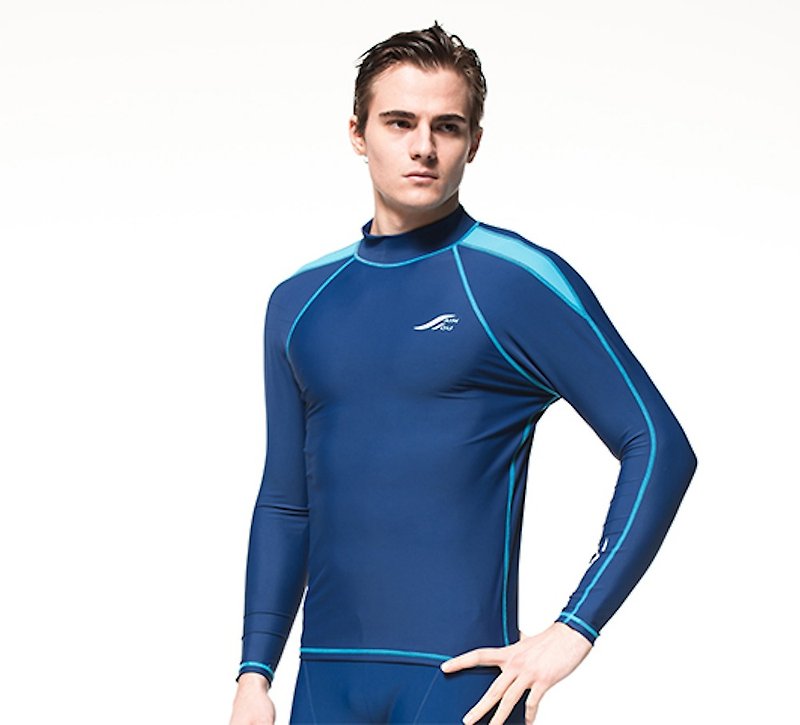 MIT 抗UV 长袖半身水母衣 - 男装运动衣 - 尼龙 蓝色