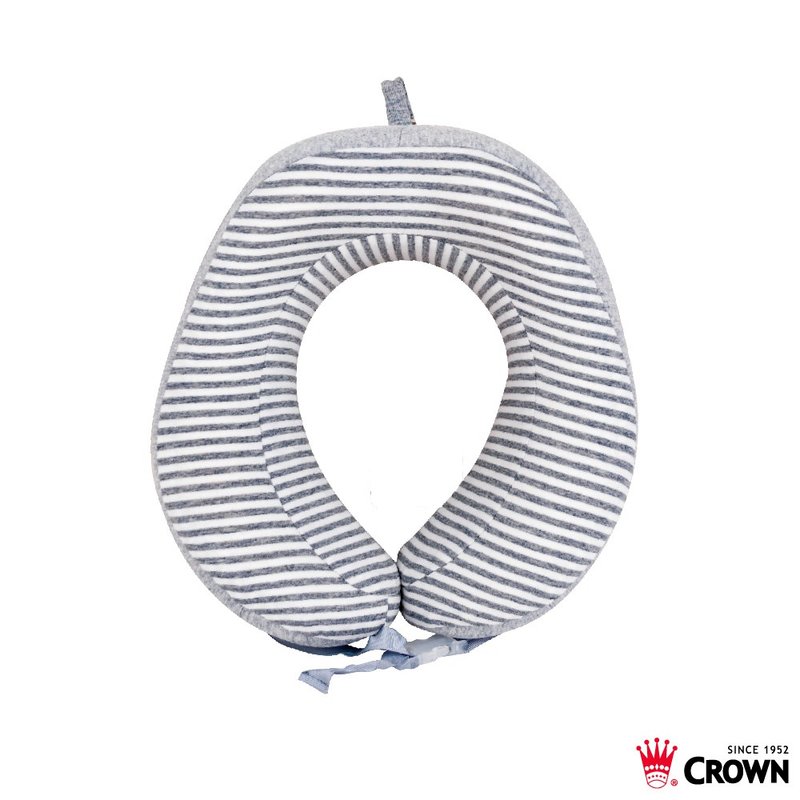 【CROWN】可卷起收纳 记忆棉 旅行颈枕 浅灰条纹 - 枕头/抱枕 - 其他材质 灰色