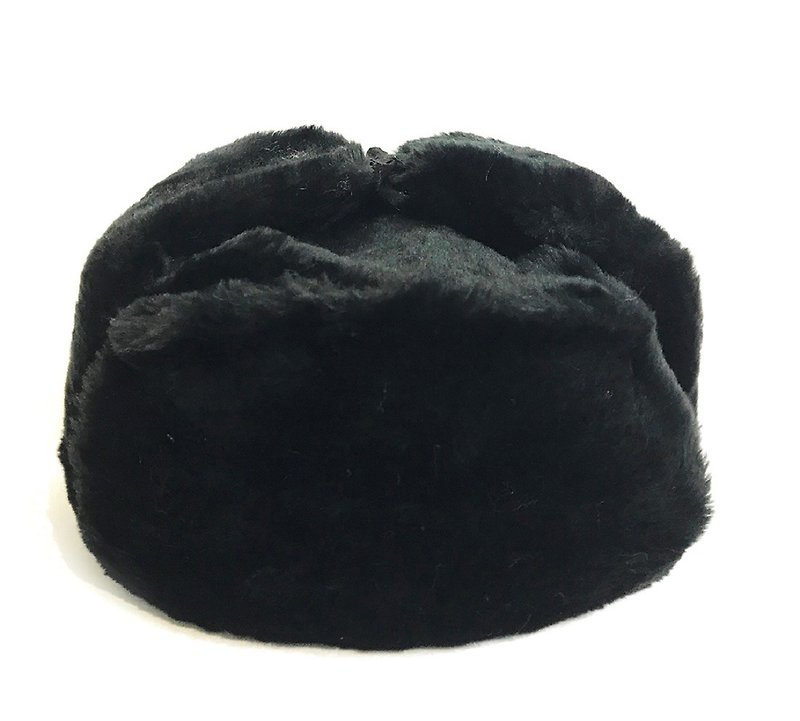 Ushanka 冬季黑色毛皮帽子苏联军队苏联军队士兵帝国鹰别针徽章 - 帽子 - 其他材质 黑色
