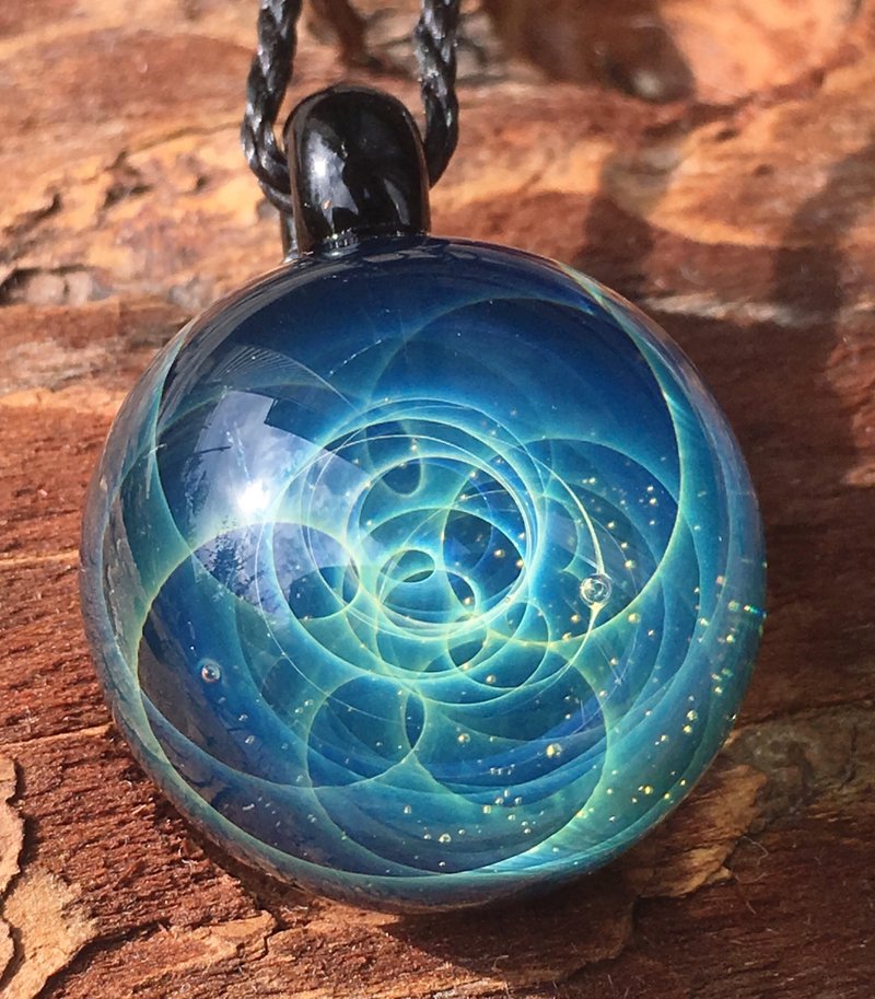 boroccus 银河星云立体花样抗热玻璃 吊坠 - 项链 - 玻璃 绿色