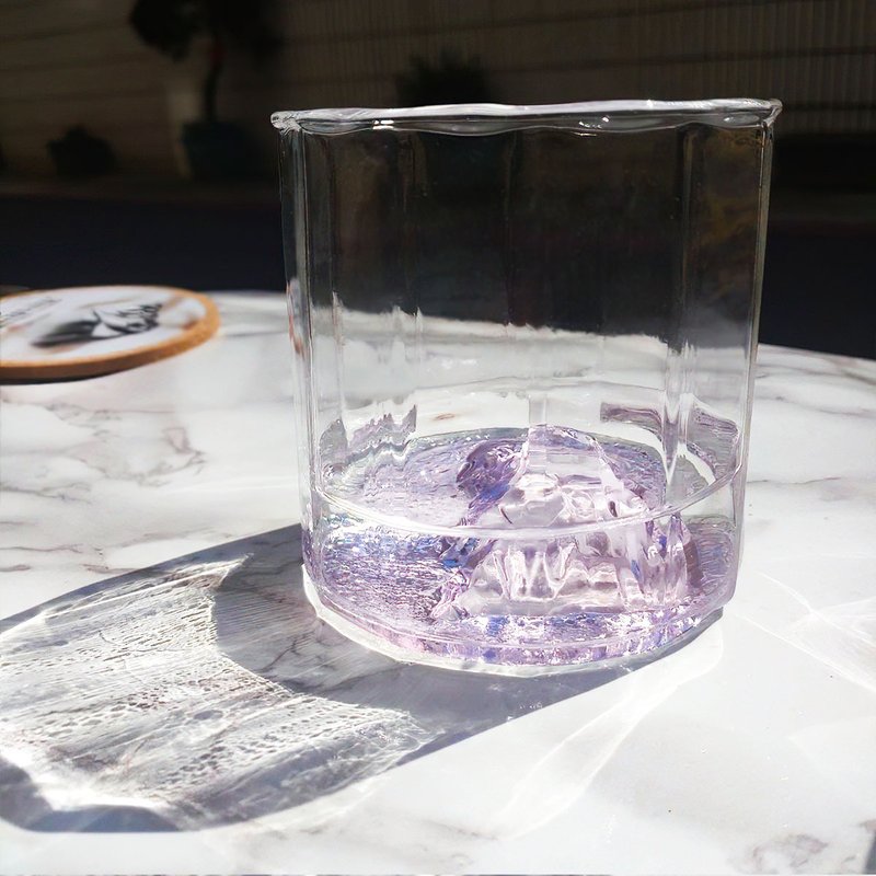 原创手工 粉色玉山杯/威士忌杯/茶杯/冰山杯 附杯 - 杯子 - 玻璃 粉红色