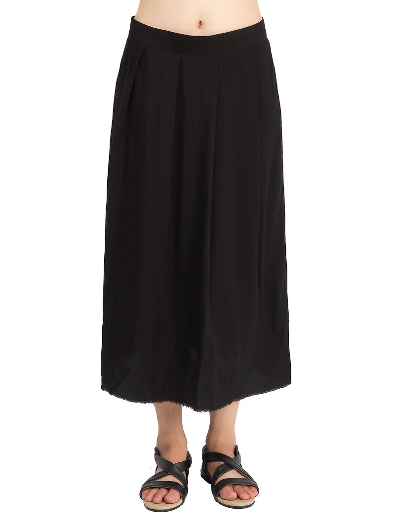 原创设计女款黑色褶皱百搭9分裤锥形裤 消化设计风格BY JANWONG（定制款） - 裙子 - 棉．麻 黑色