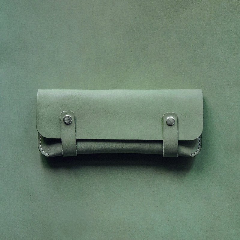 皮革笔袋。手缝皮革材料包。BSP067 - 皮件 - 真皮 绿色