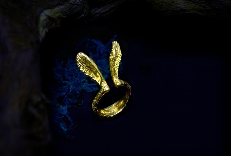 ▽-动物系列-▽黄铜/戒指/森林/兔子/礼物 - 戒指 - 其他金属 黑色