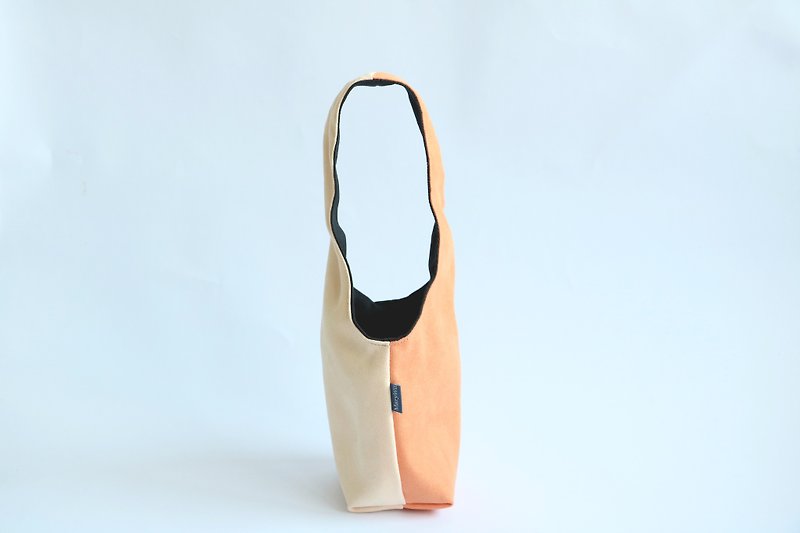MaryWil麂皮双面环保杯套饮料提袋-粉肤x橘色 - 随行杯提袋/水壶袋 - 聚酯纤维 多色