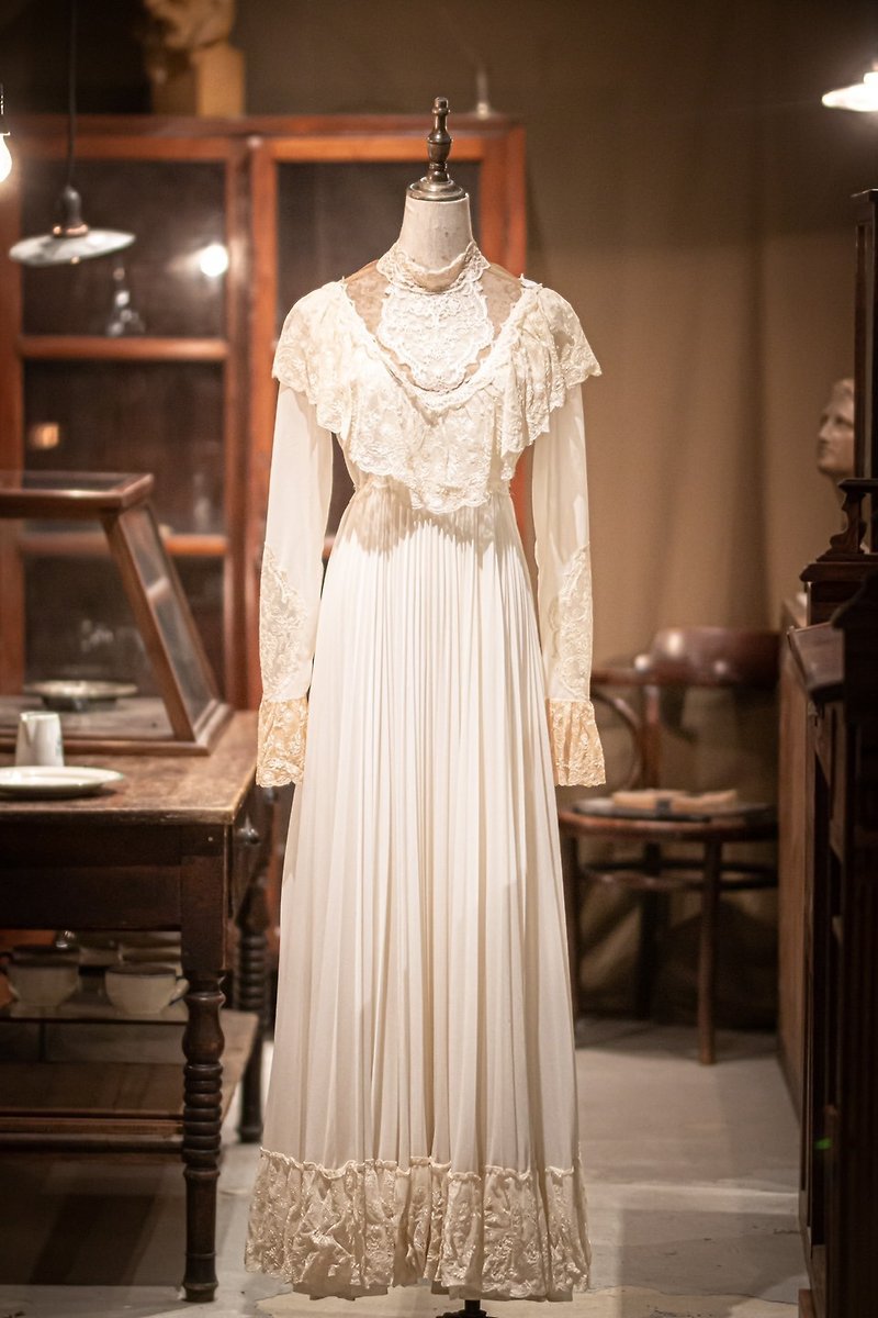 50s古董蕾丝婚纱 - 晚装/礼服 - 棉．麻 白色