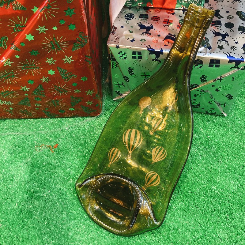 圣诞礼物 交换礼物 季节限定 烫金热气球酒瓶盘 - 盘子/餐盘/盘架 - 玻璃 