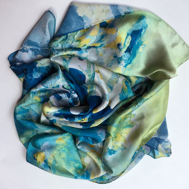 艺术丝巾 绿色抽象二 - 丝巾 - 丝．绢 绿色