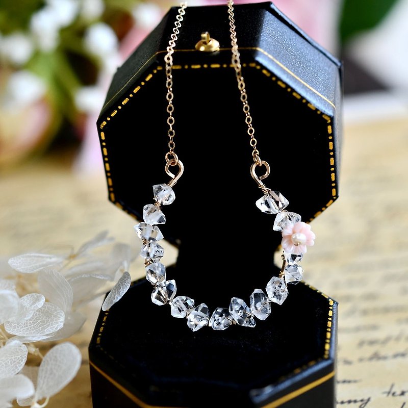 オリジナル 極上 ハーキマーダイヤモンドのホースシュー 馬蹄 ネックレス　4月の誕生石 - 项链 - 宝石 白色