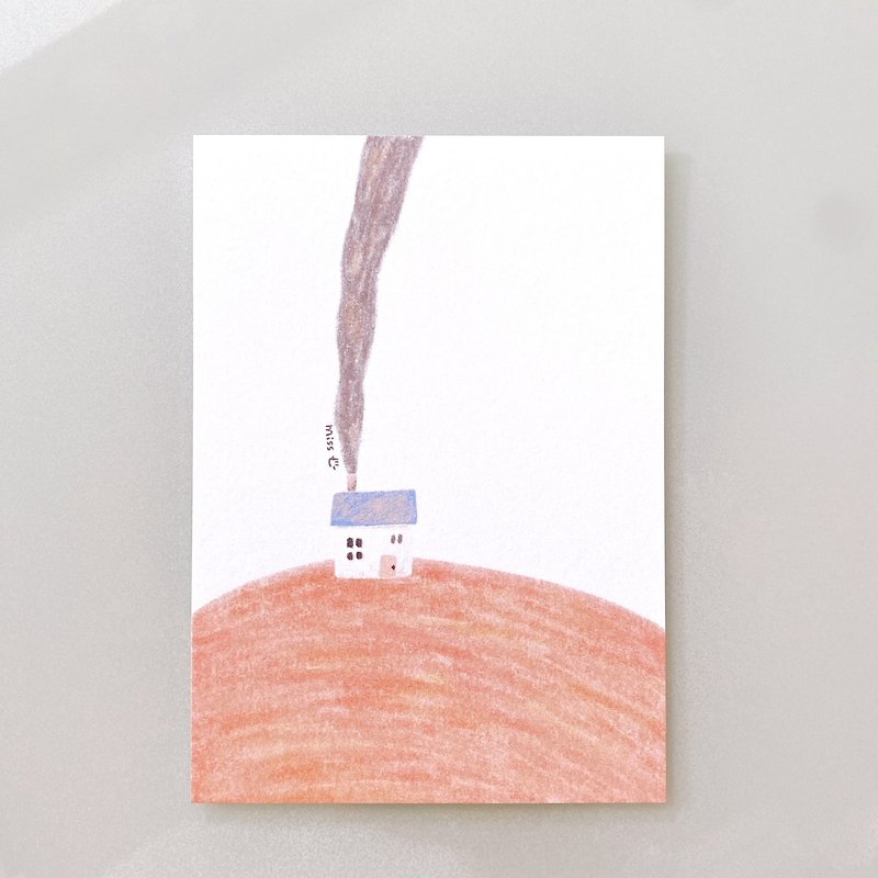 小房子 / 明信片 - 卡片/明信片 - 纸 粉红色