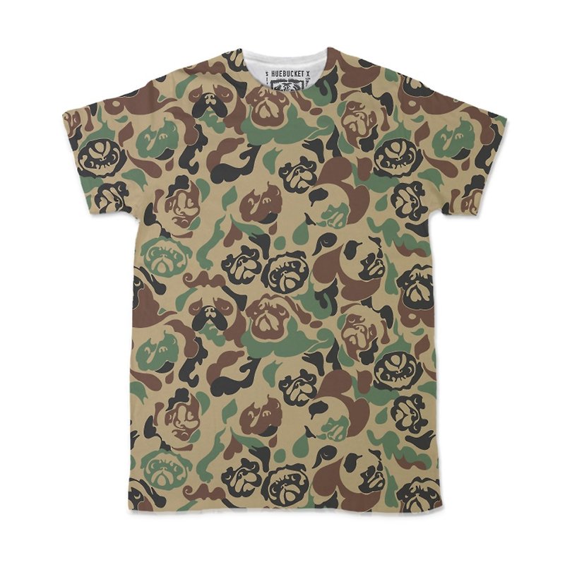 PUG Life • Pug Camouflage • Unisex T-shirt - 男装上衣/T 恤 - 棉．麻 白色