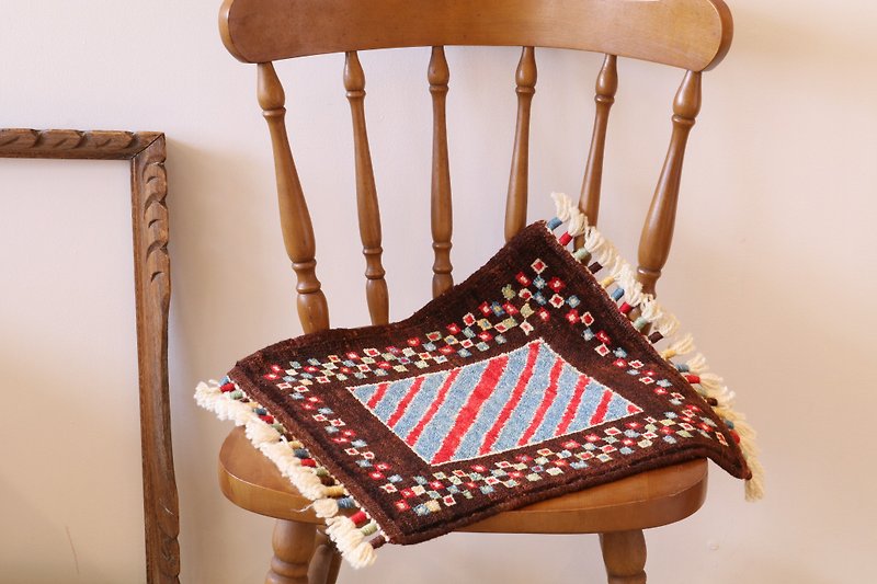 手織り 絨毯 座布団サイズ ハンドメイド ダークブラウン - 被子/毛毯 - 其他材质 咖啡色