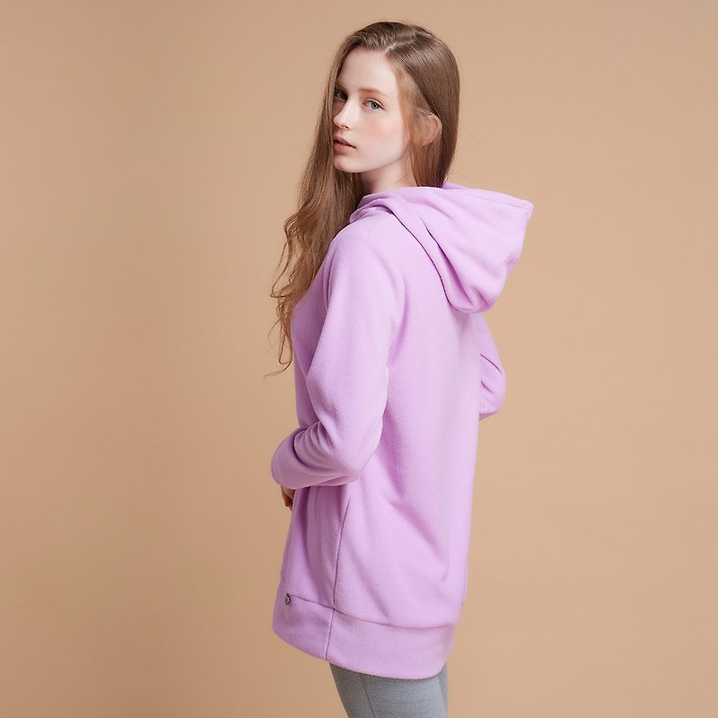 【MACACA】长版暖暖帽T - BPE3403 粉紫 - 女装上衣 - 聚酯纤维 紫色