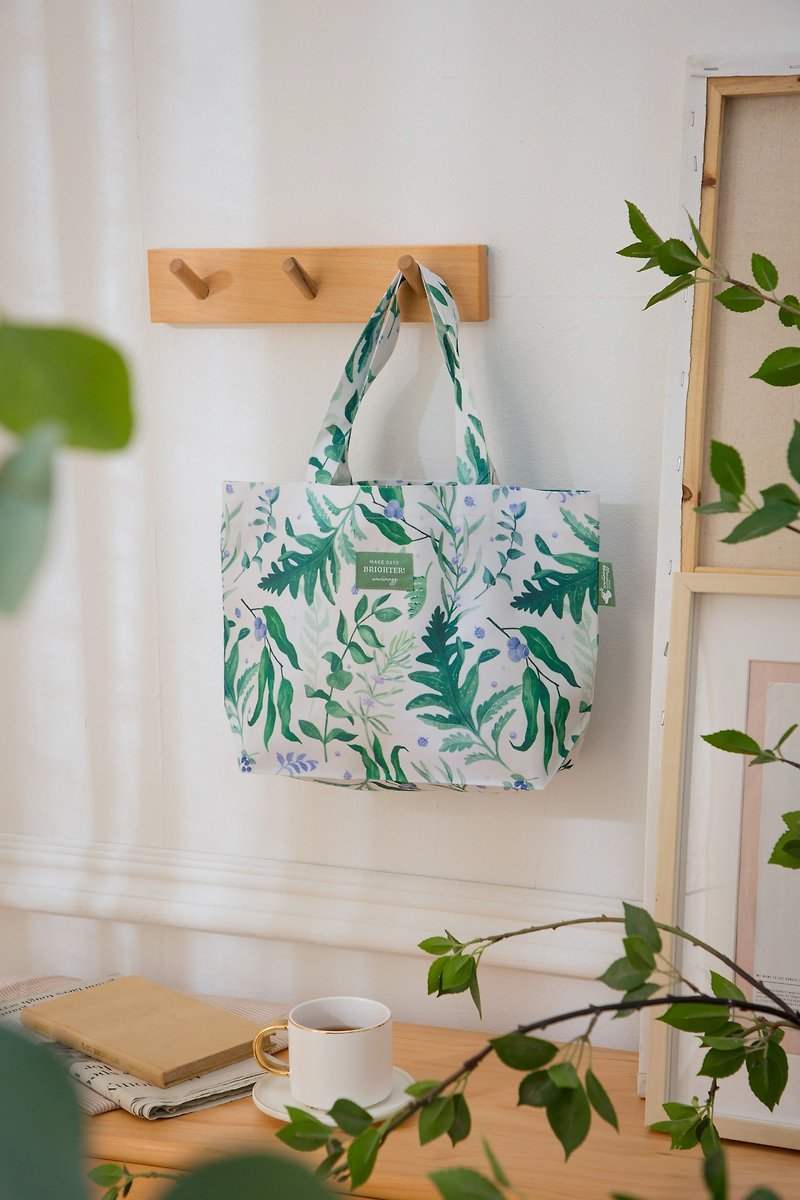 印花手提袋 - 晨曦绿意 - 手提包/手提袋 - 塑料 绿色