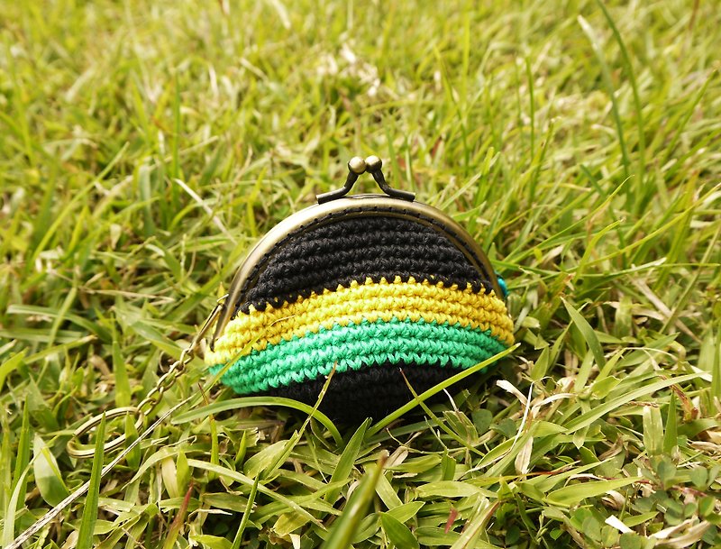 Minibobi手织-青铜小巧口金包/零钱包-牙买加/礼物 - 零钱包 - 棉．麻 绿色
