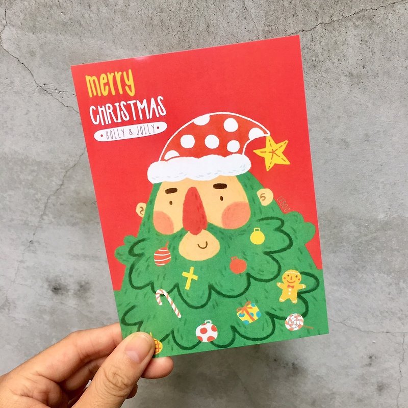 圣诞明信片-圣诞树老公公 - 卡片/明信片 - 纸 