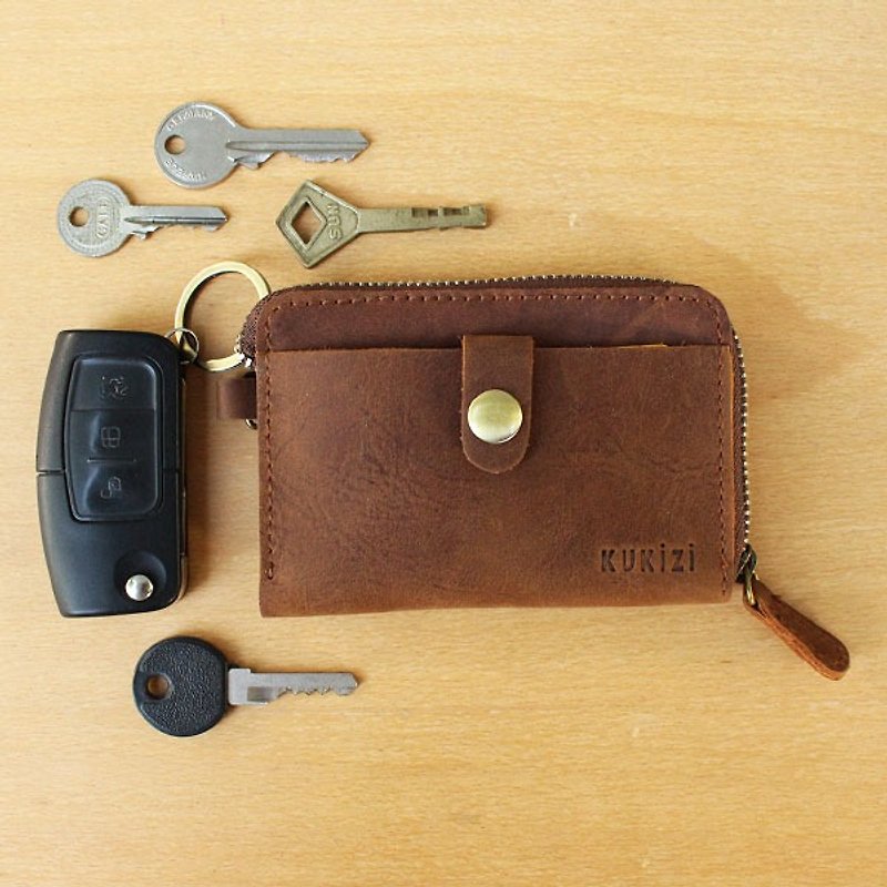 Key Case - F1 (Tan / Light Brown) / Key Holder / Key Ring / Key Bag - 钥匙链/钥匙包 - 真皮 咖啡色