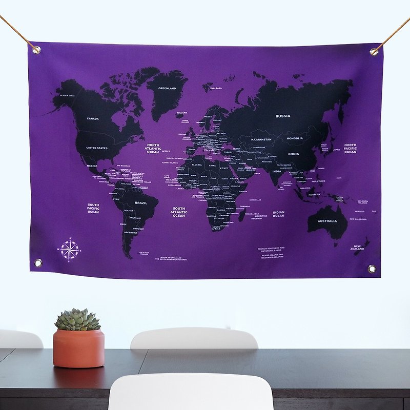 定制化 世界地图布幔 迷幻紫雨 - 墙贴/壁贴 - 其他材质 紫色
