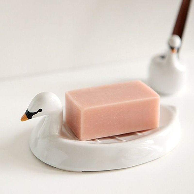 Dailylike 动物造型陶瓷皂盘-03白天鹅,E2D49016 - 卫浴用品 - 瓷 白色