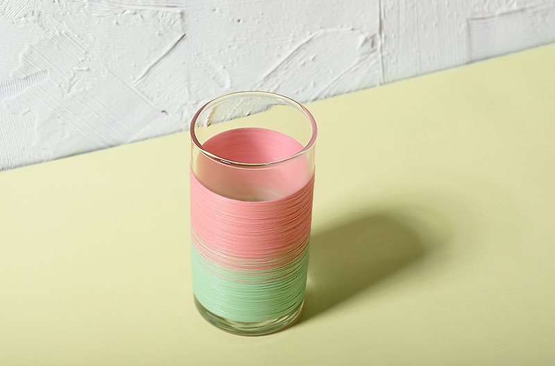 线加工 PUNNDLE 线水杯 调色款 粉绿调 - 杯子 - 玻璃 咖啡色