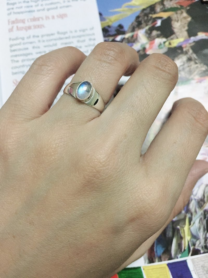 月光控 月光石 戒指 小清新 尼泊尔 手工制 925纯银 - 戒指 - 半宝石 