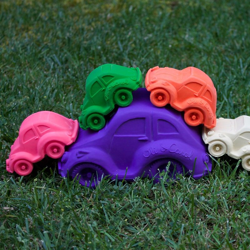 西班牙 Oli & Carol 摩登大金龟车-紫色 天然橡胶固齿器/洗澡玩具 - 玩具/玩偶 - 橡胶 白色