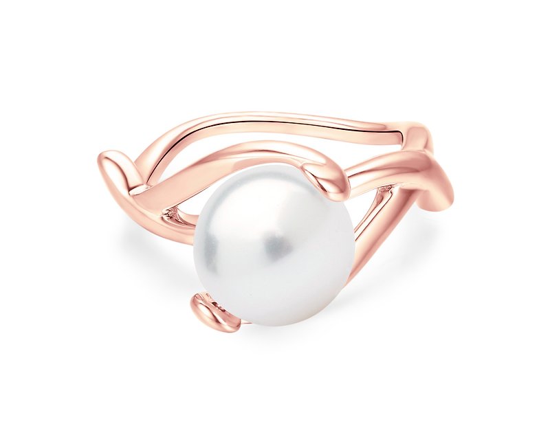 淡水珍珠纯银戒指 银白色个性925银饰 质感银器 六月诞生石纯银戒 - 戒指 - 珍珠 银色