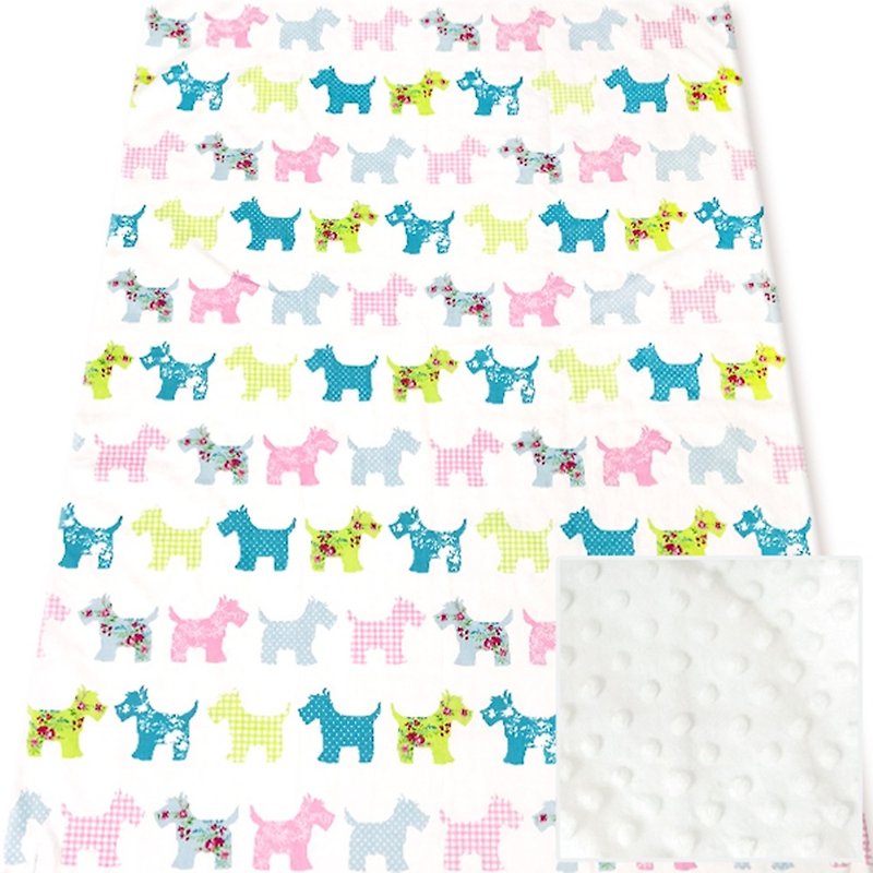 Minky多功能 点点颗粒 携带毯婴儿毯冷气毯被 米白-小狗 - 婴儿床上用品 - 棉．麻 白色