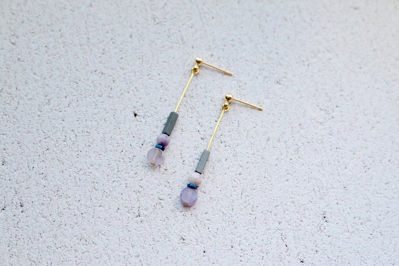 紫玉 黄铜 耳环 1140-瓢虫 - 耳环/耳夹 - 半宝石 紫色