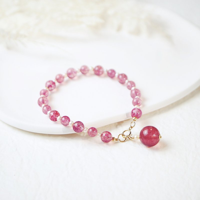 胭脂草莓晶手链水晶 - 手链/手环 - 水晶 粉红色