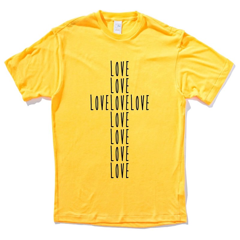 LOVE CROSS 短袖T恤 黄色 十字架 爱 宗教 耶稣 基督 - 男装上衣/T 恤 - 棉．麻 黄色
