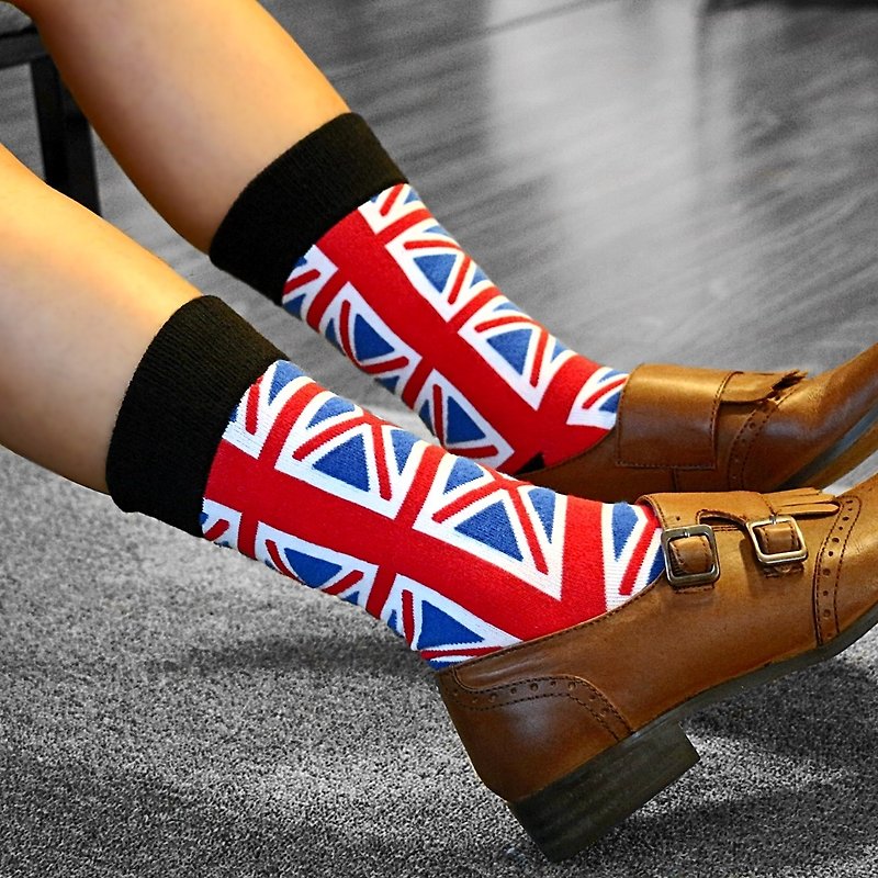 英伦风淑女袜 - Admiral, Union Jack 英国旗 - 复古风格袜子 - 袜子 - 棉．麻 红色