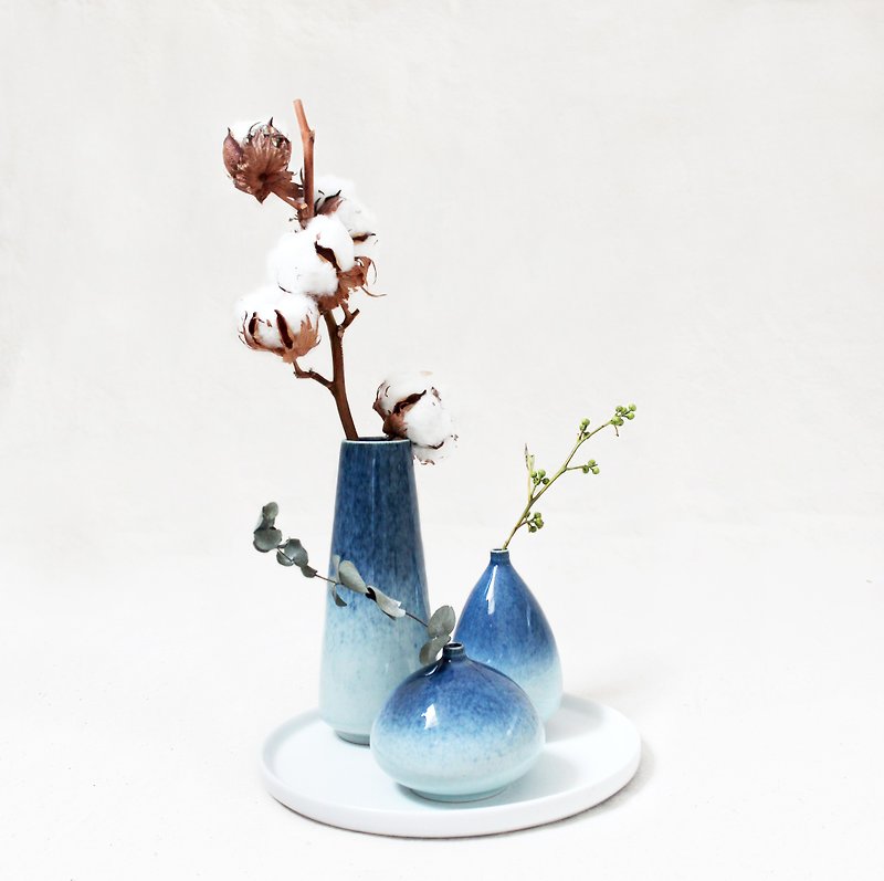 星空釉色花器组合套装三件套 - 花瓶/陶器 - 瓷 蓝色