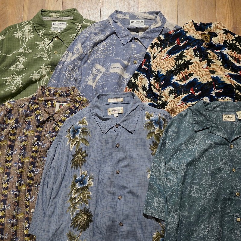 有関古着。各式各样夏威夷衬衫 HA007-012 - 男装衬衫 - 棉．麻 蓝色